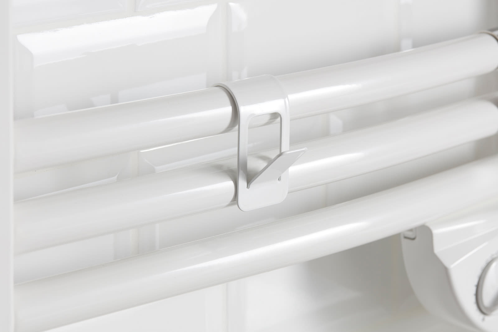 Atlantic - Patère crochet blanc pour sèche-serviettes tubes ronds