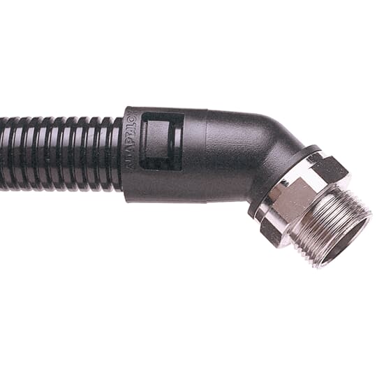 Thomas & Betts - Raccord coudé 45° - Polyamide (Nylon) 6 & laiton nickelé - Pas PG -Noir