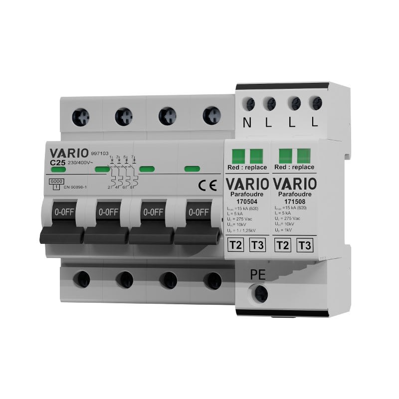 Adee - parafoudre mod avec déc. assoc 4P compact, Isccr 6kA Uc 275V Imax 40kA avec TS