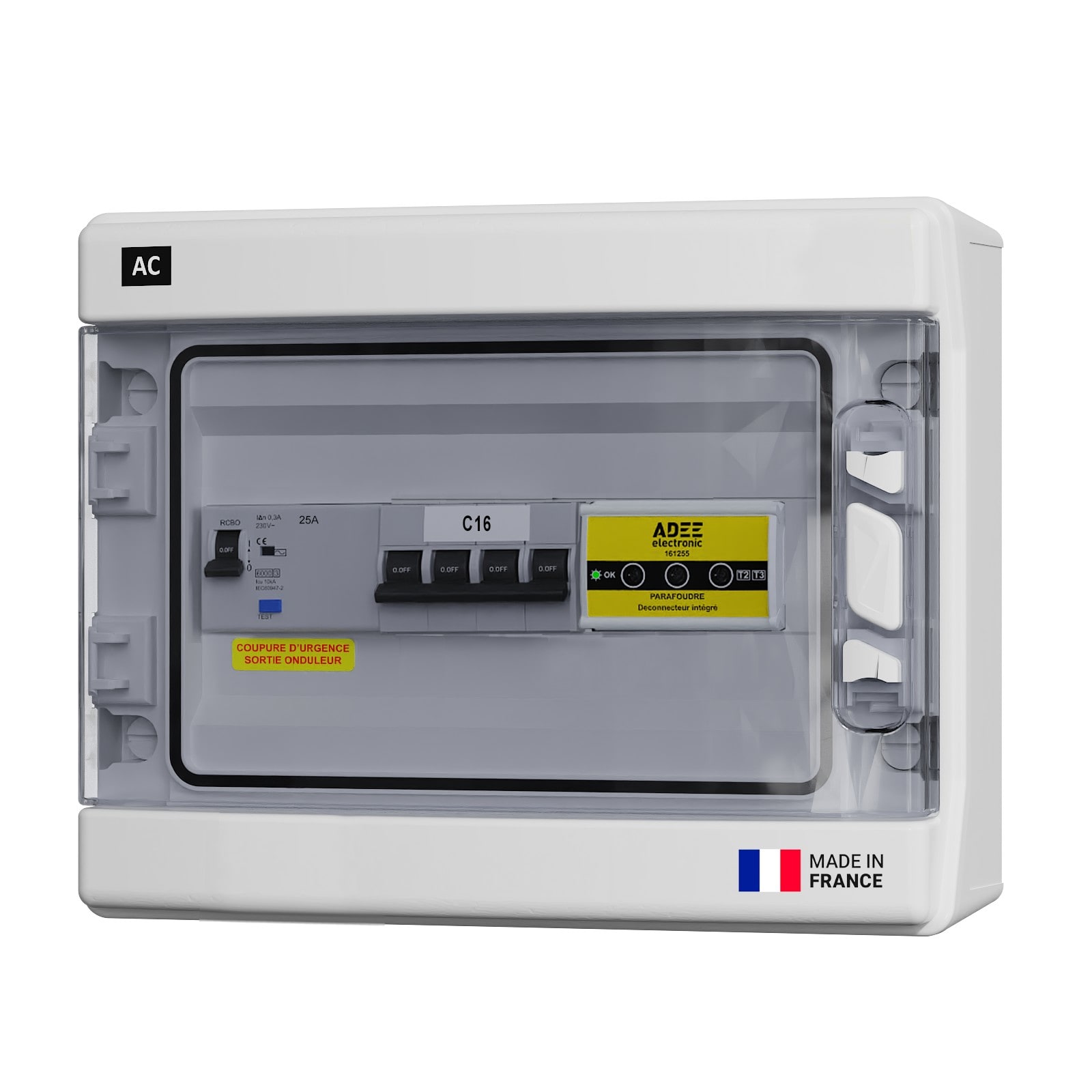 Adee - Coffret PV AC 6-9kW Triphasé pour installation à 1 onduleur DDR 300mA