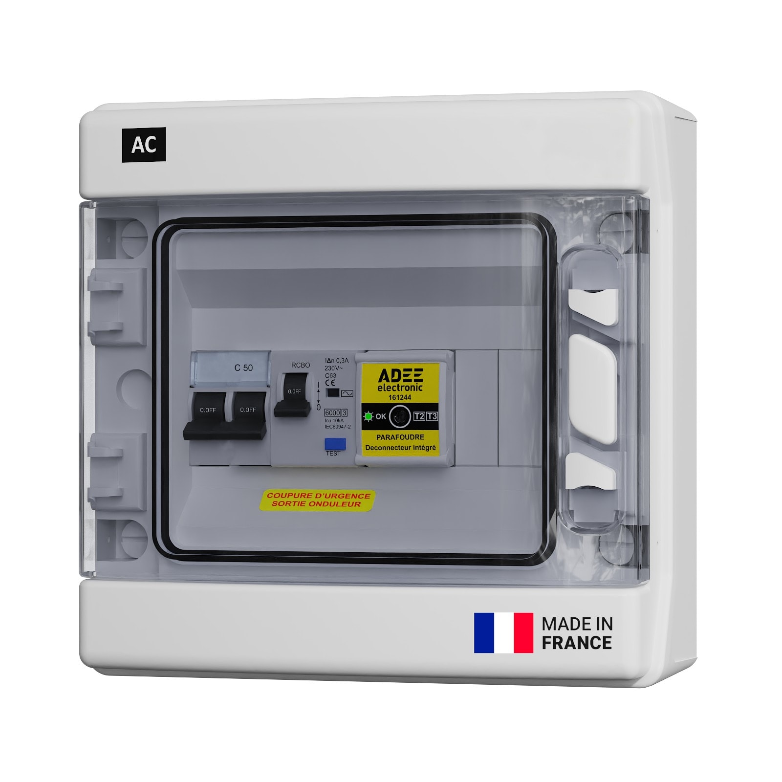 Adee - Coffret PV AC 9kW mono pour installation à 1 onduleur, DDR 300mA