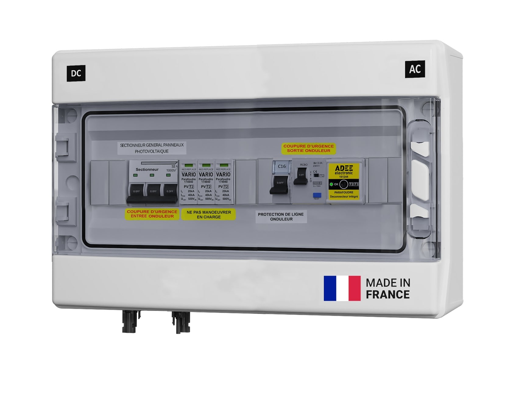Adee - Coffret PV AC/DC 6kW monophasé pour installation à 1 onduleur 1MPPT/1000V
