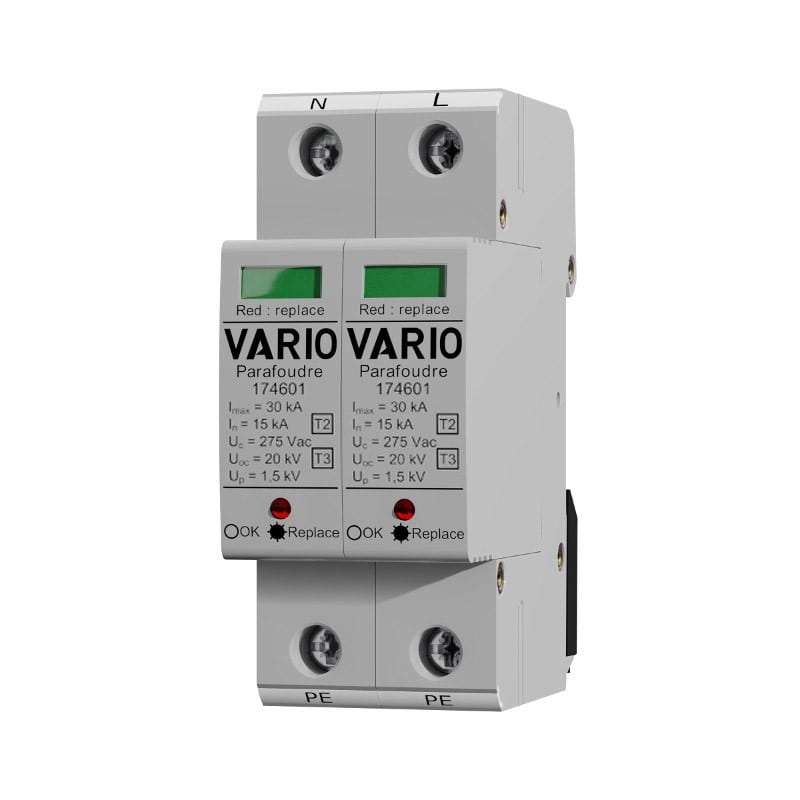 Adee - parafoudre mod T2 fusible intégré, 2P, Isccr 25kA Uc 275V Imax 30kA sans TS