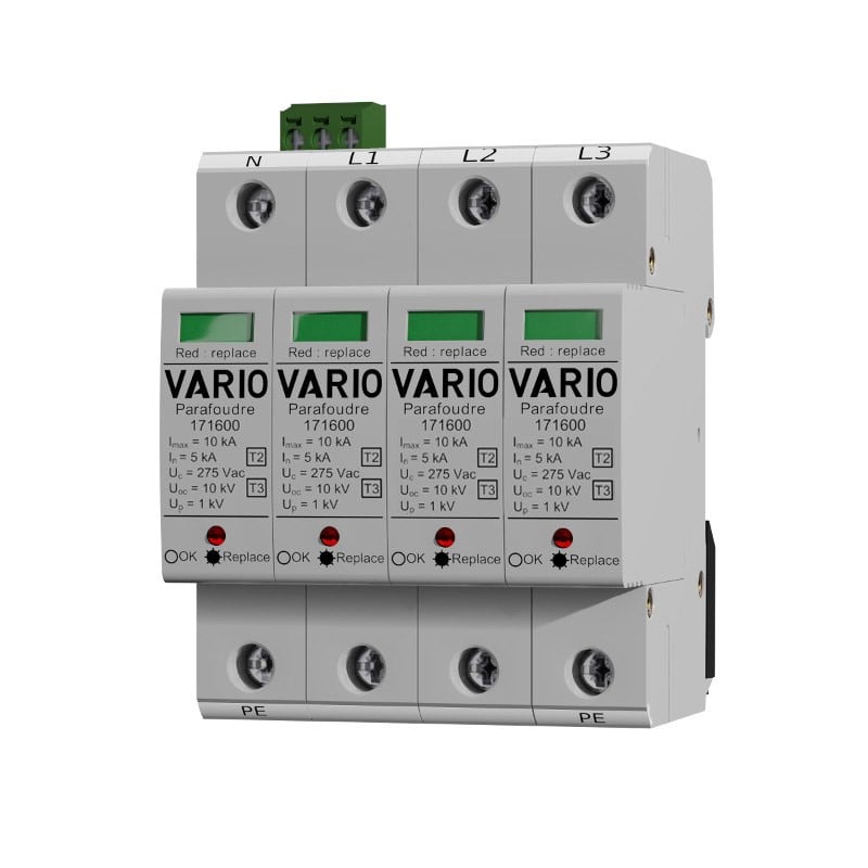 Adee - parafoudre tétrapolaire fusible intégré, Uc 275V In 5kA,avec TS, Isccr 4,5kA