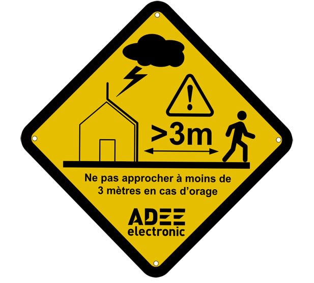 Adee - Pancarte signalétique "risque Tension" 118mmX118mm Acrylique Jaune et noir