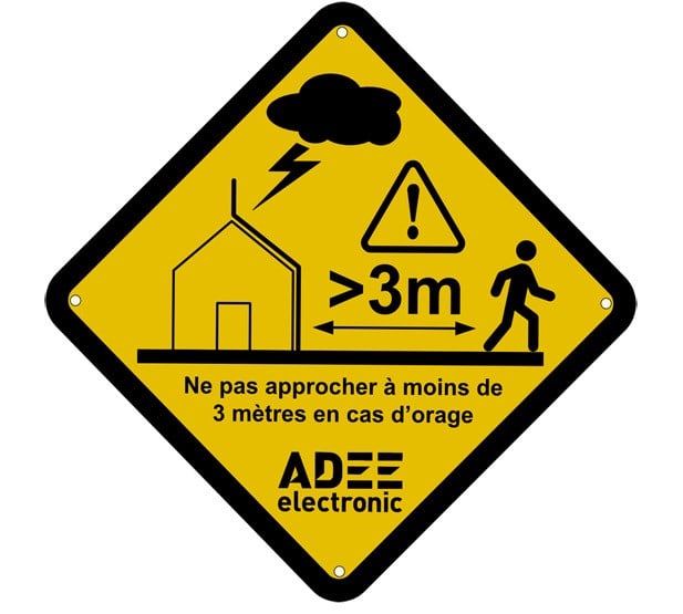 Adee - Pancarte signalétique "risque Tension" 118mmX118mm Acrylique Jaune et noir