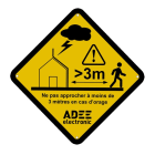 Adee - Pancarte signalétique "risque Tension" 118mmX118mm Acrylique Jaune et noir