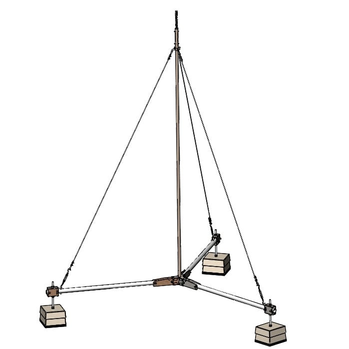 Adee - Trépied auto stable hauteur 5m, livré avec lest béton, haubanage sans PDA