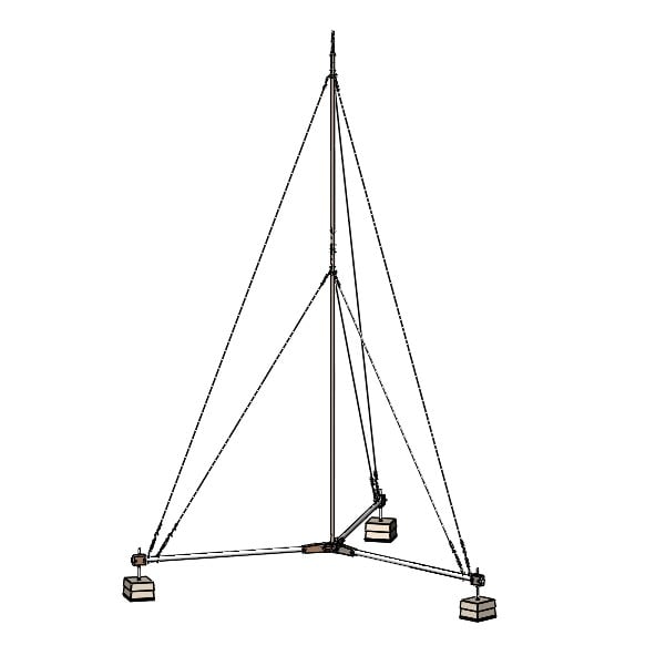 Adee - Trépied auto stable hauteur 7m, livré avec lest béton, haubanage sans PDA