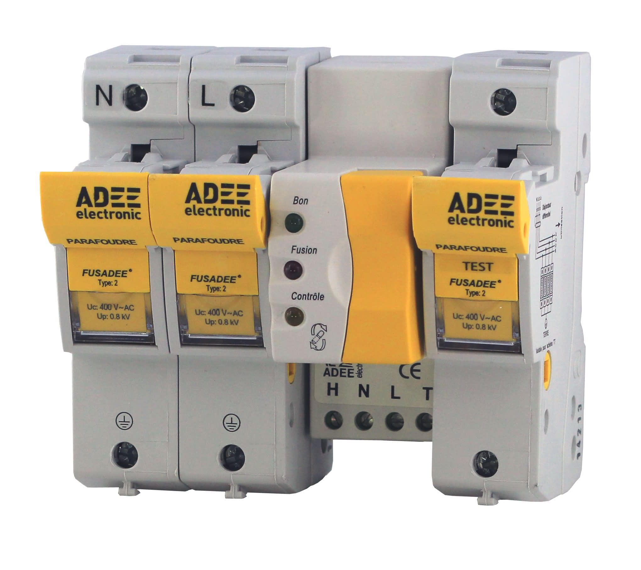 Adee - Parafoudre Modulaire FUSADEE bipolaire Medium 15KW  contrôleur Up = 0,8kV