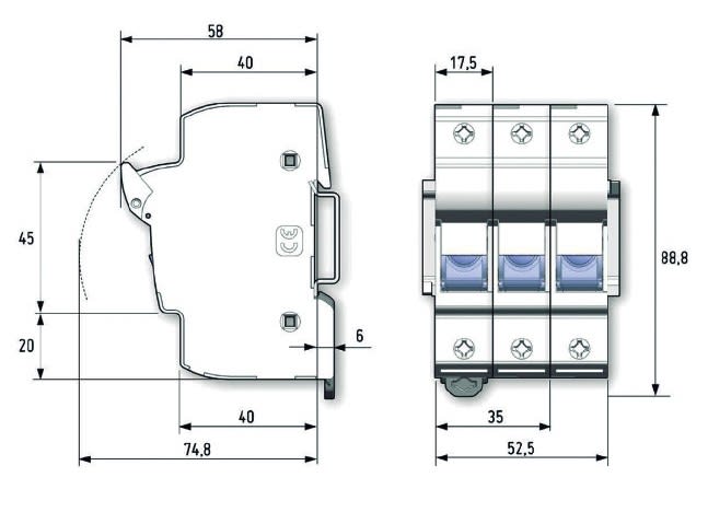 Adee - option déconnecteur tri fusibles 32A gG pour parafoudre T2, précâblé
