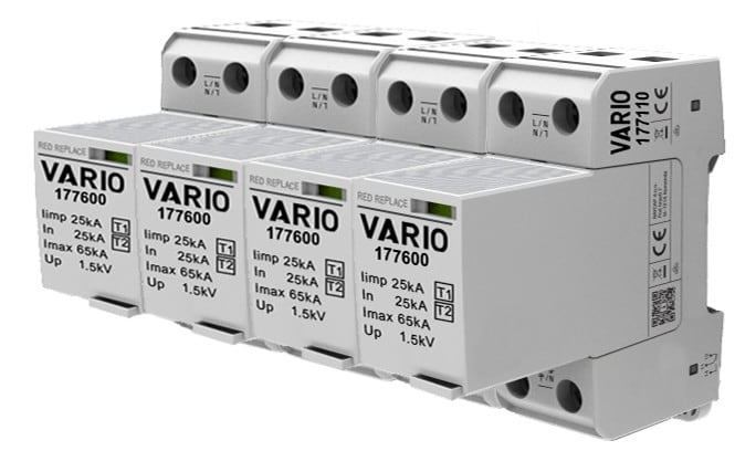 Adee - parafoudre Mod. Débro. 4P T1+2 Iimp 25kA, Up 1,5kV TT-TN, Fus. intégré TS