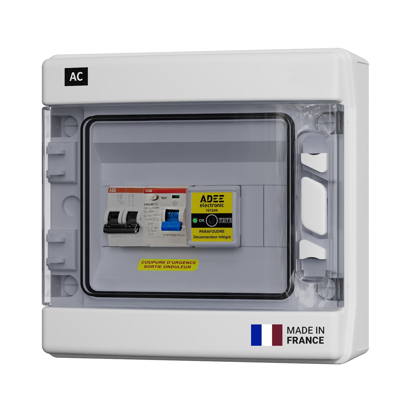 Adee - Coffret PV AC 9kW mono pour installation à 1 onduleur, DDR 300mA