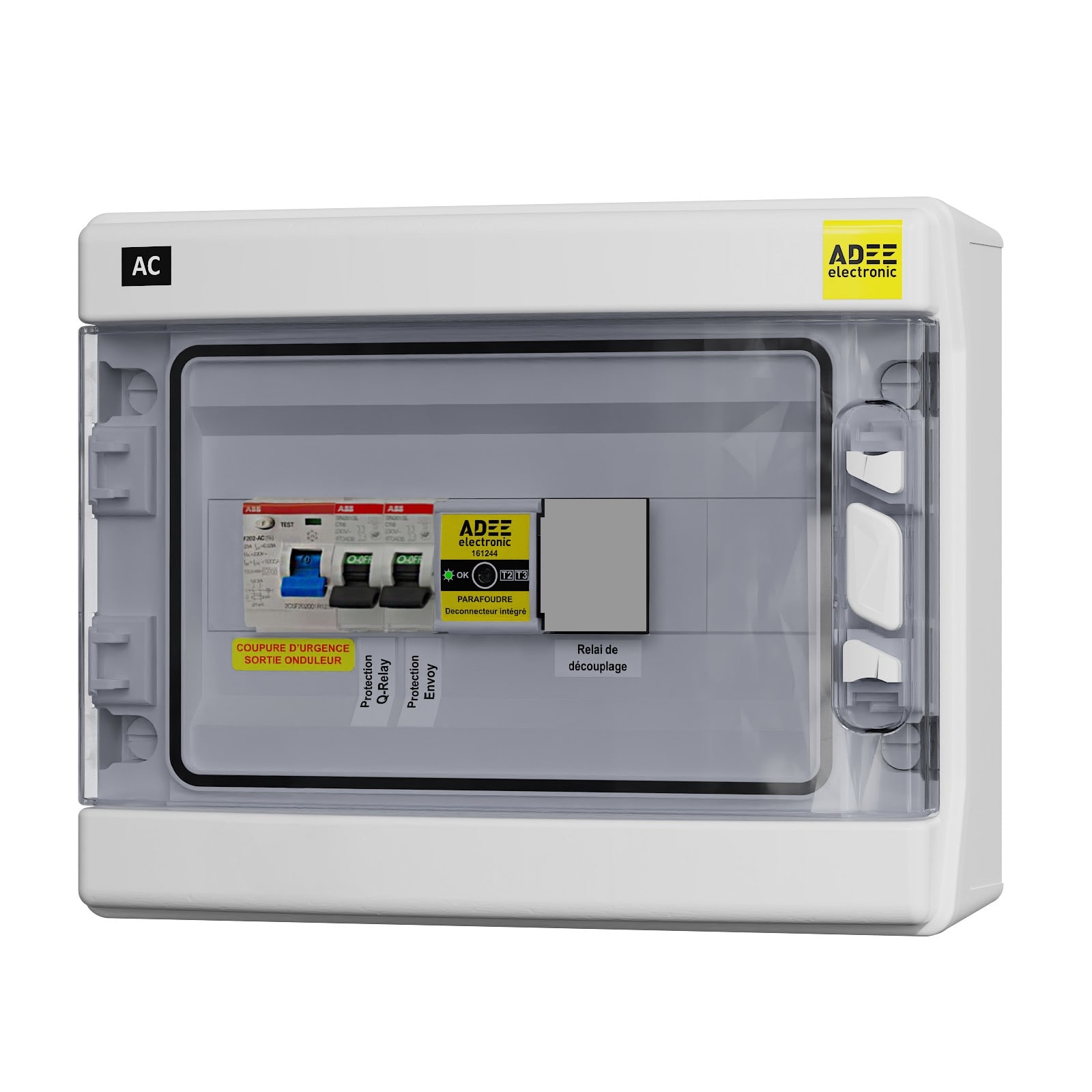 Adee - Coffret PV AC mono 3kW, 1 voie MicroOnduleur Enphase 3kW, Espace Q-Relay