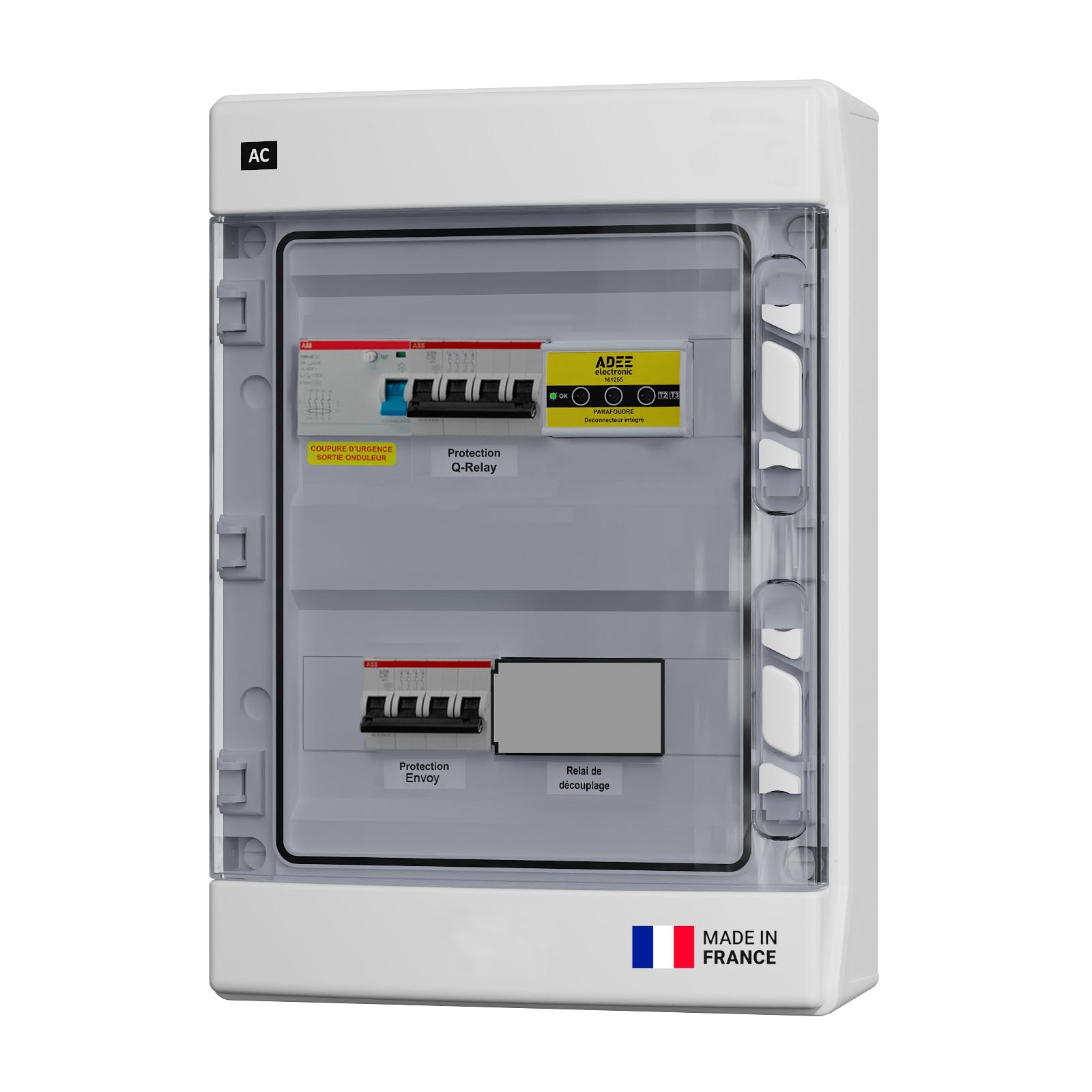 Adee - Coffret PV AC Tri 9kW, 1 chaine MicroOnduleur Enphase tri, Espace Q-Relay Tri