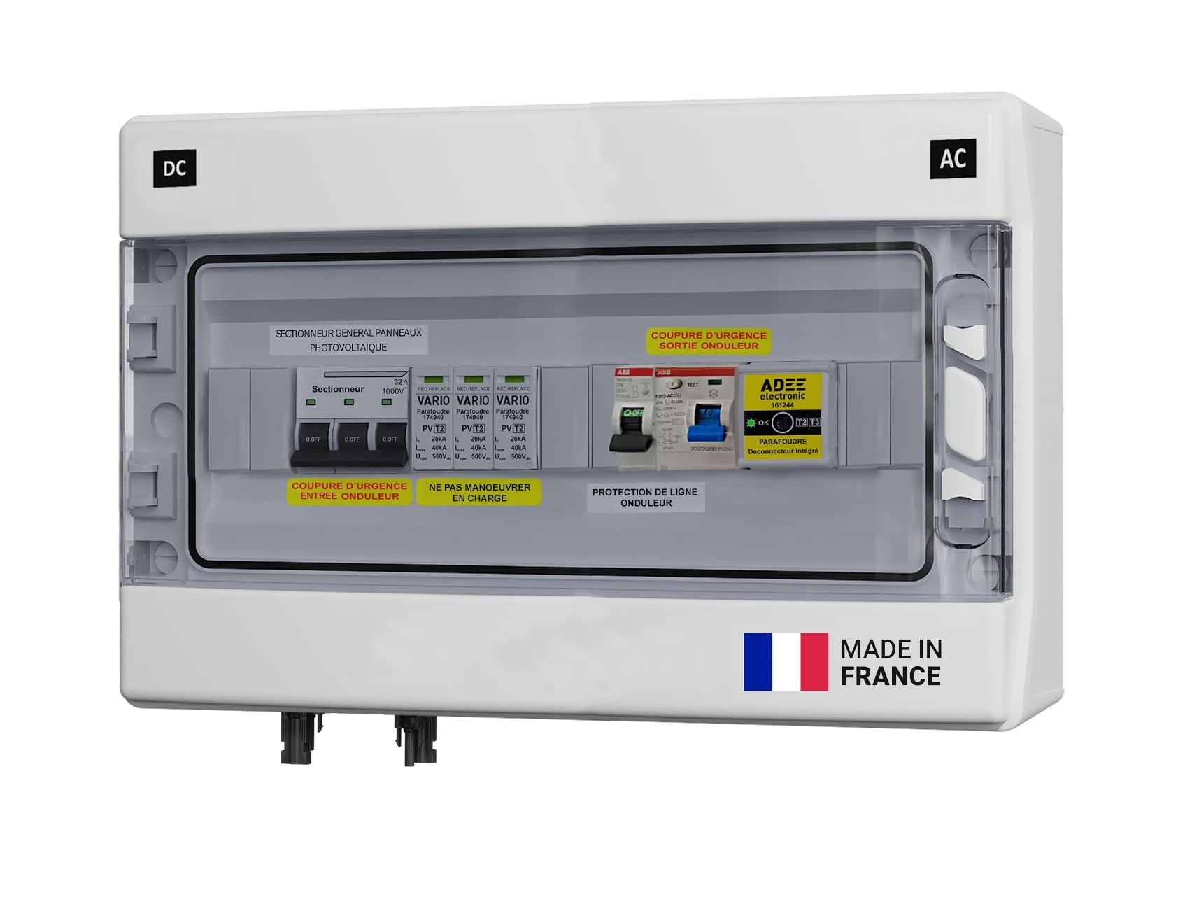 Adee - Coffret PV AC/DC PR 6kW monophasé pour installation à 1 onduleur 1MPPT/1000V