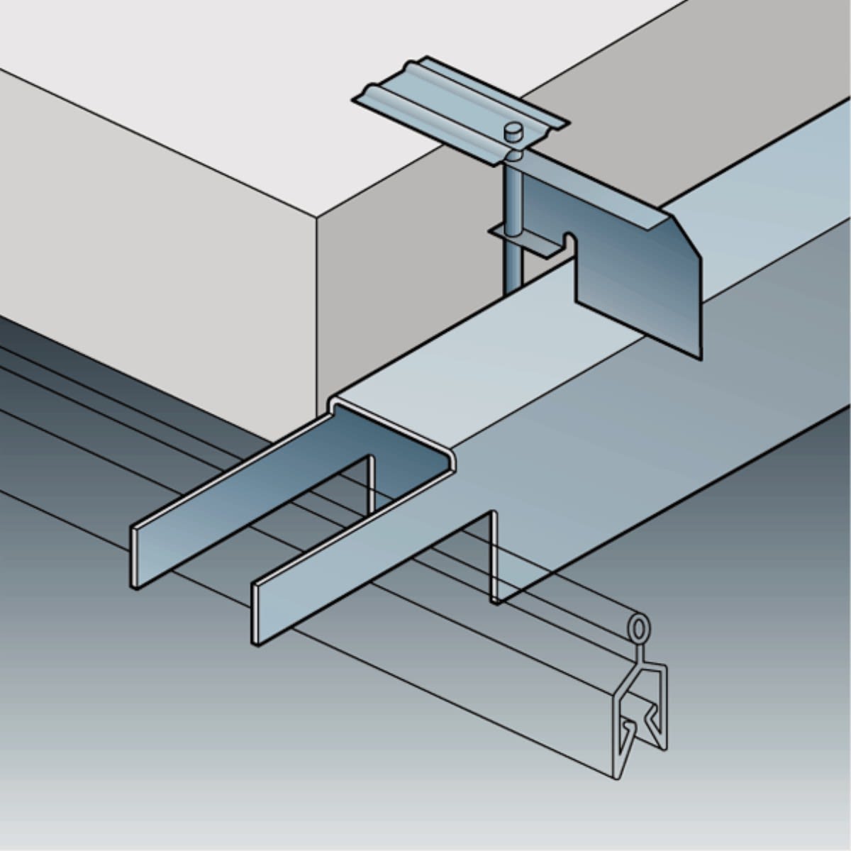 Trilux - Rails coudés destinés à des plafonds à caissons pour Fidesca SD et SB 28/54