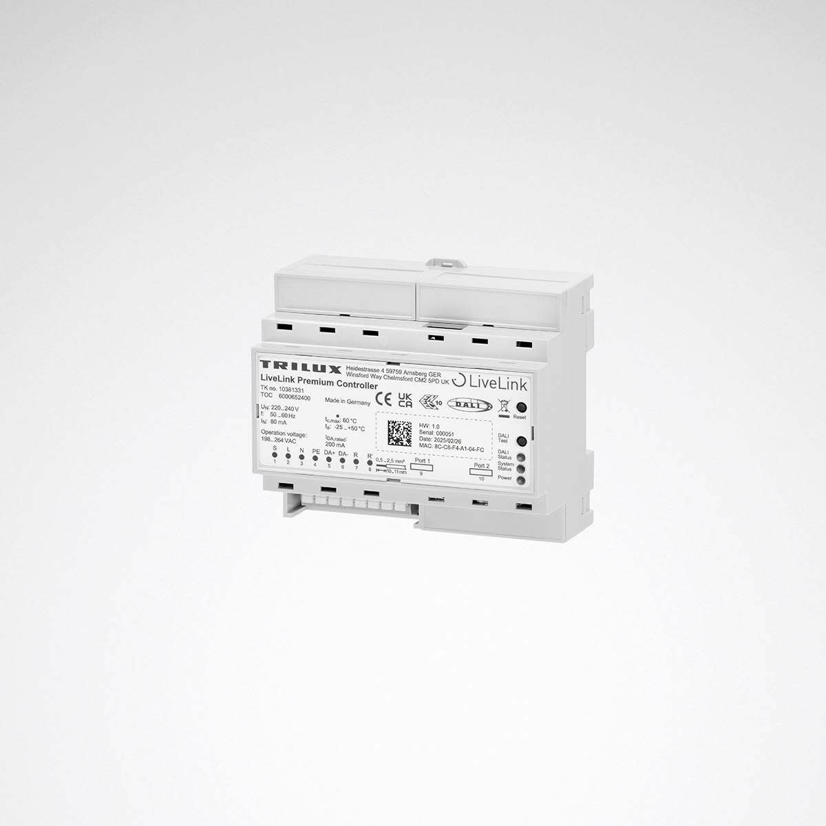 Trilux - Contrôleur DALI avec un bus DALI 200mA pour 64 ballasts DALI + jusqu'à 5 Gateway