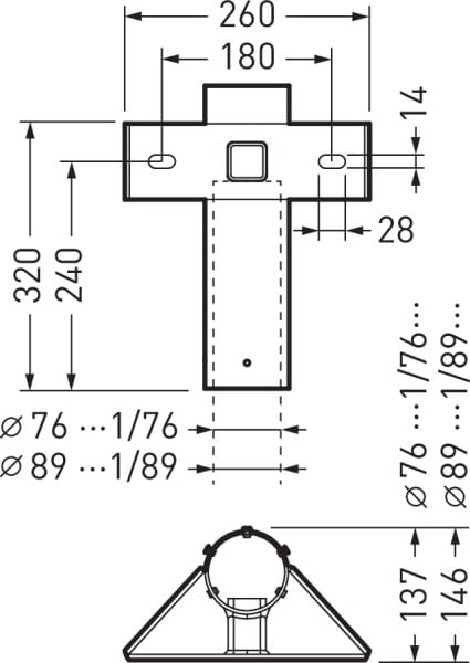 Trilux - Traverse pour mât Ø 76 mm pour 1 projecteur LnPlus 40