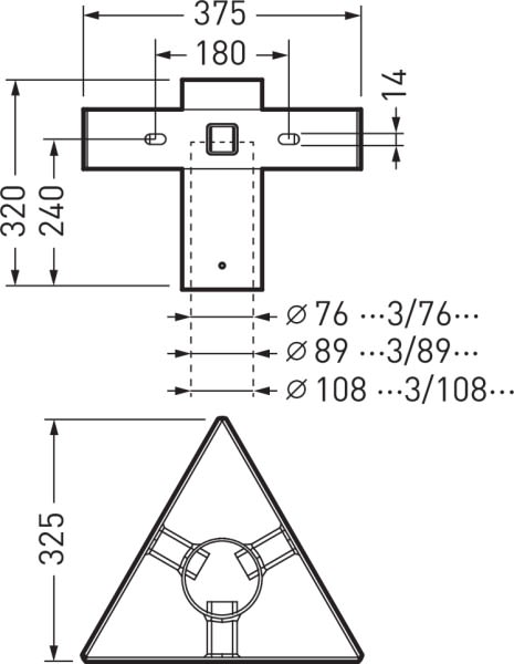 Trilux - Traverse pour mât Ø 108 mm pour 3 projecteurs LnPlus 40/60