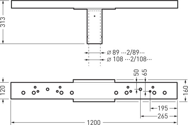 Trilux - Traverse pour mât Ø 108 mm pour 2 projecteurs LnPlus 40
