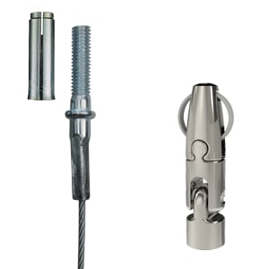 Gripple - Angel sortie lat. rotule taraudée M6 N°1 câble 5m embout fileté M6