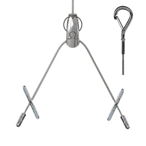 Gripple - Angel Y sortie laterale, brins 150mm Butées, cable 3m embout Crochet