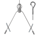 Gripple - Angel Y sortie laterale, brins 300mm Butées, cable 3m embout Crochet
