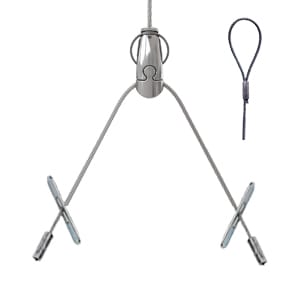 Gripple - Angel Y sortie laterale, brins 300mm Butées, cable 2m embout boucle