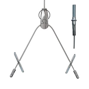 Gripple - Angel Y sortie laterale, brins 300mm Butées, cable 5m embout Fileté M6