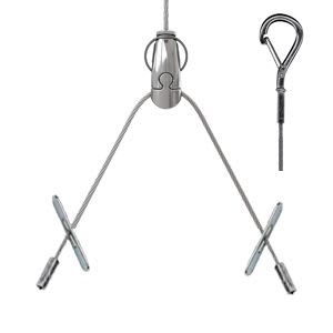 Gripple - Angel Y sortie laterale, brins 300mm Butées, cable 4m embout Crochet