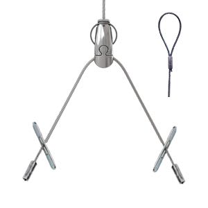 Gripple - Angel Y sortie laterale, brins 300mm Butées, cable 3m embout boucle