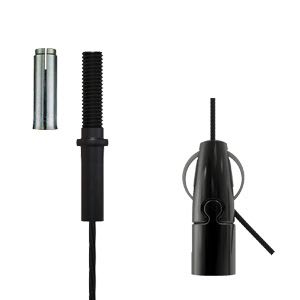 Gripple - Angel sortie lat. noir taraudé M6 N°1 câble 2m embout fileté M6