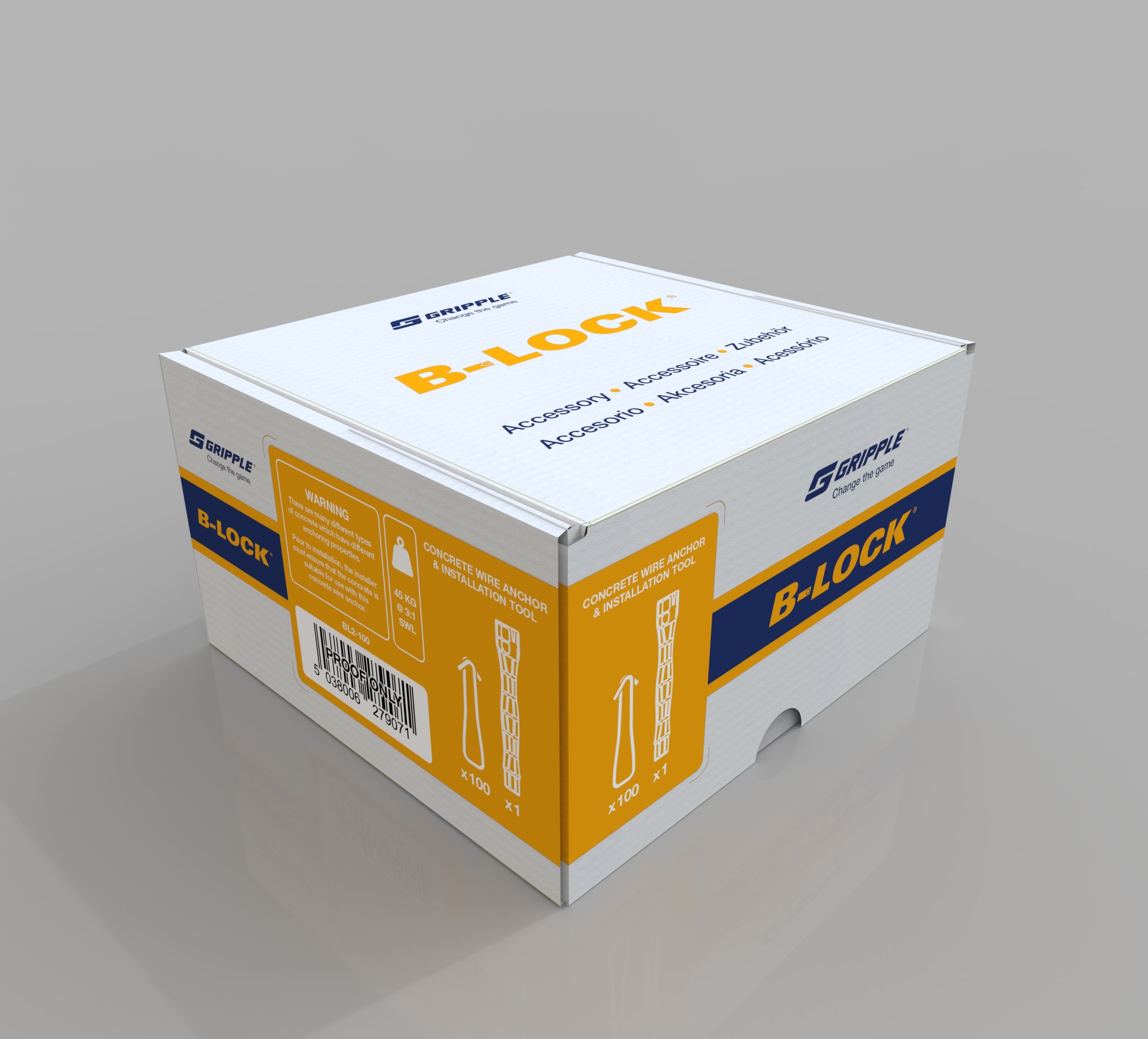 Gripple - 100 Crochets sans cheville dalle béton perçage M8 x 30 mm 45 kg. Outil de pose