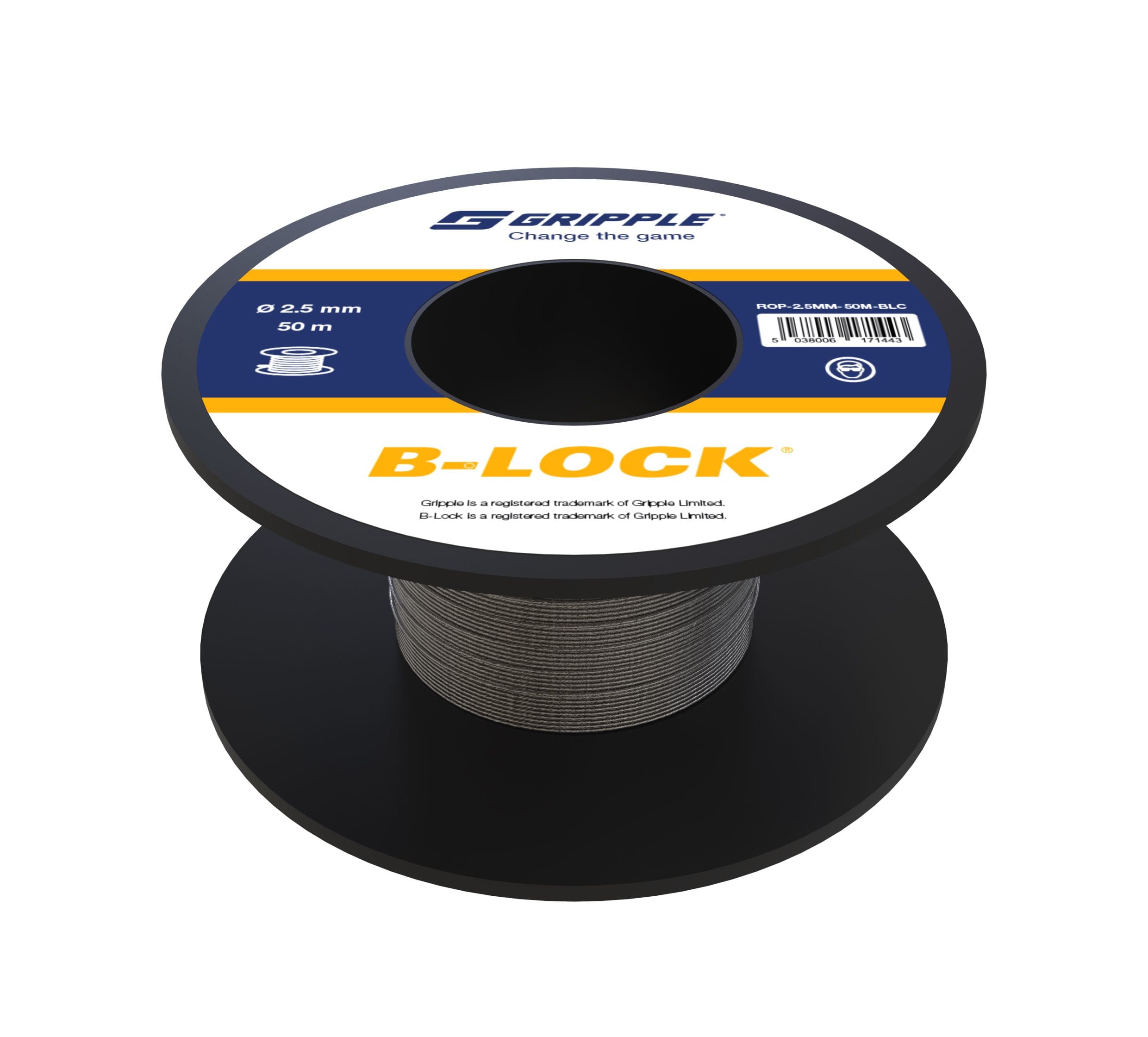 Gripple - Bobine de 50 m de câble acier galvanisé Ø 2,5 mm. Charge de travail maxi 70 kg