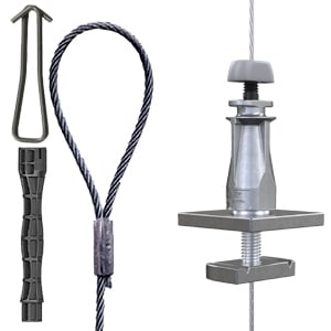 Gripple - 4 suspensions pour cassette de climatisation L=2m, ancrage béton + outil de pose
