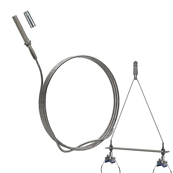 Gripple - UniGrip Y Pipe N2 (55KG) L=3m embout M8 et deux colliers prémontés entraxe 200mm