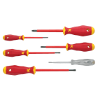 Klauke - Sélection de 6 tournevis isolés 1000 V, pour vis à fente + PH1 + PH2 + Testeur
