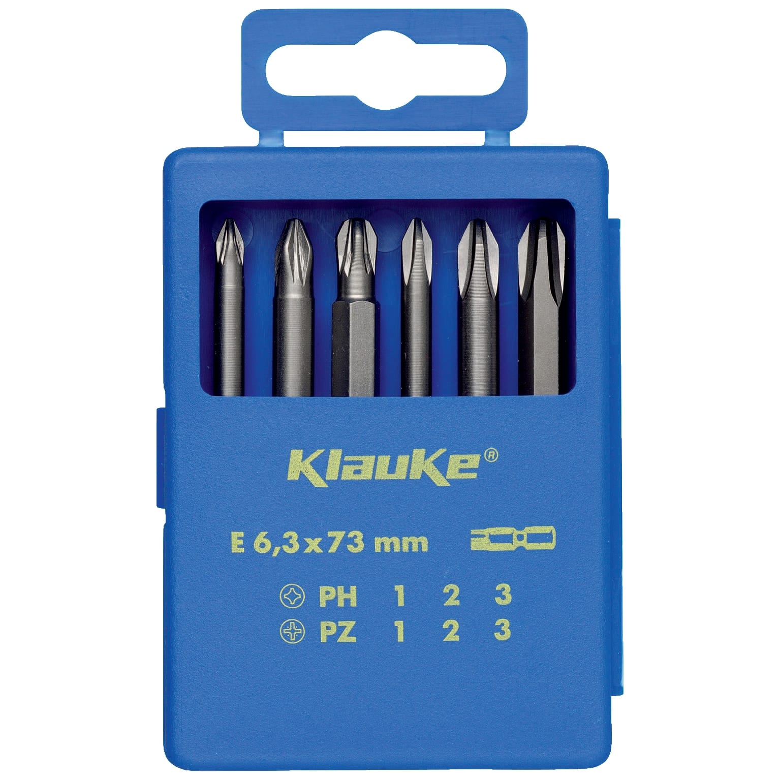 Klauke - Lot de 6 embouts de vissage de 73 mm : PZ1 / PZ2 / PZ3 / PH1 / PH2 / PH3