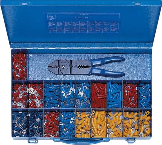 Klauke - Coffret métallique avec assortiment de cosses isolées + pince K10