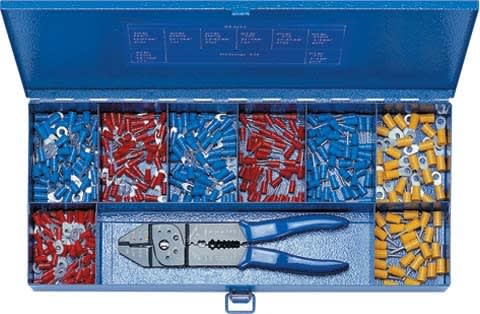Klauke - Coffret métallique avec assortiment de cosses isolées + pince K10