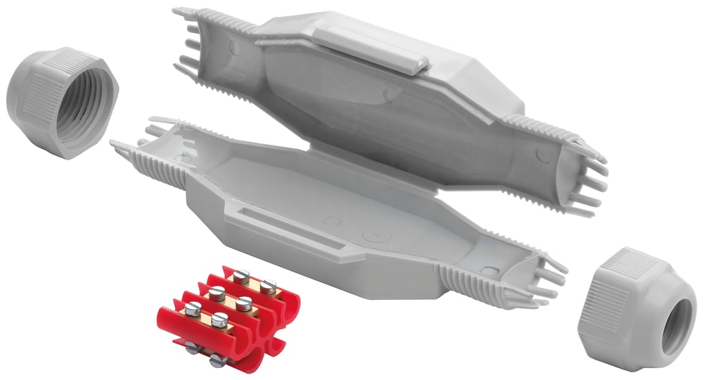 Klauke - BETTY 4 - mini boite de jonction, IP68, gris avec 2 entrées et connect. 5X4 mm2