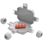 Klauke - BOB3 - Mini boite de jonction X, IP68, gris, 3 entrees et connecteur 3x4 mm2