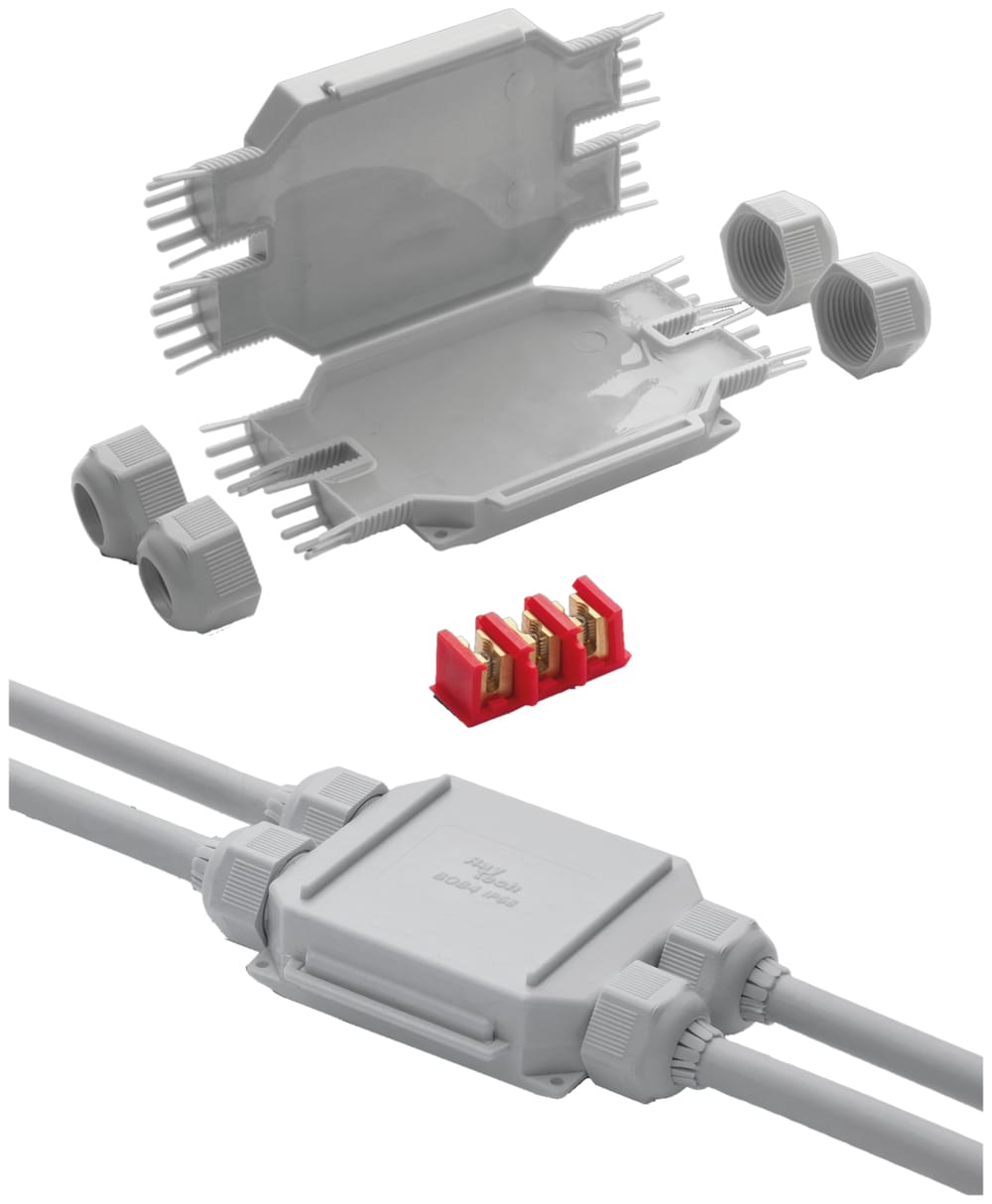 Klauke - BOB4 - MINI JOINT IP68, gris, avec 4 entrées et connecteurs 3x4mm²