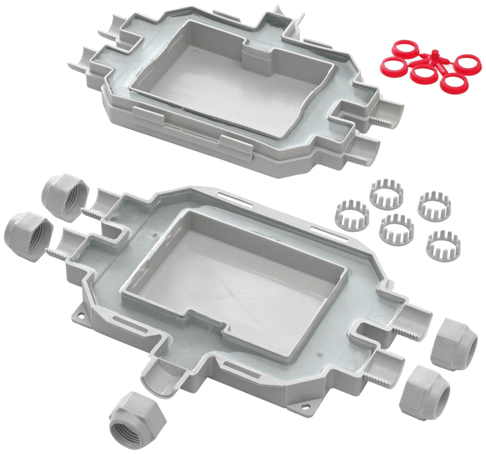 Klauke - FOX BOX - Mini boite de jonction, IP68, 5 entrées pour câbles et tube ISO16à32