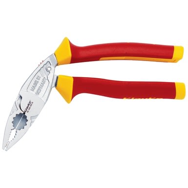 Klauke - Pince universelle coudée, isolée 1000V, manches bi-matière,  dimension: 180mm