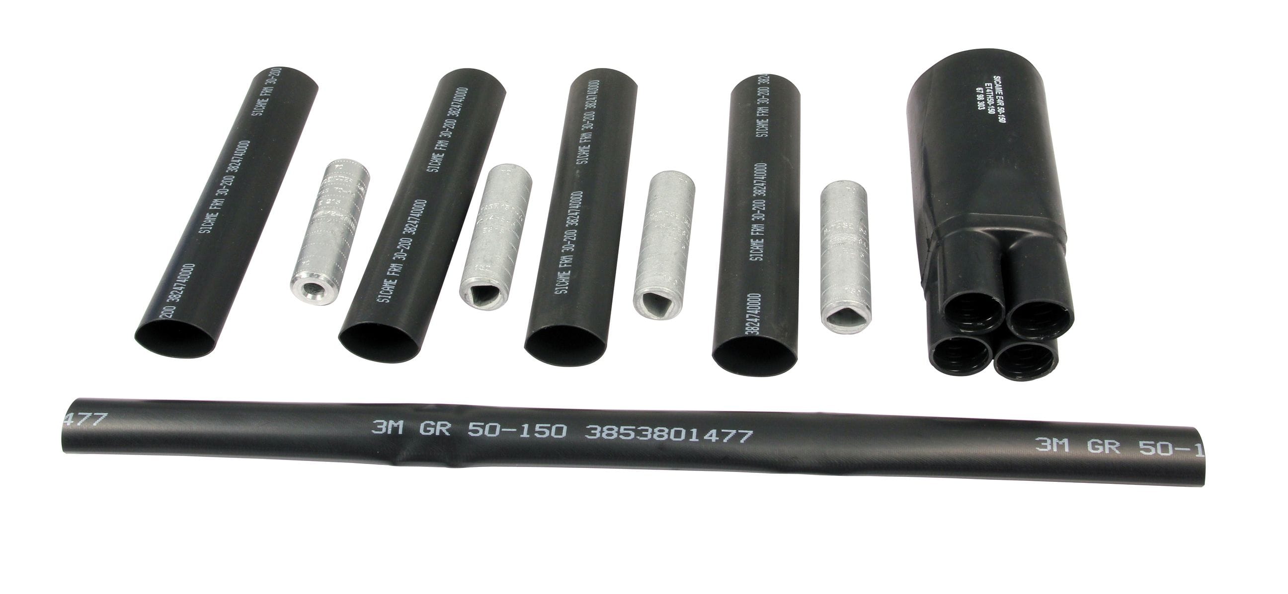 Sicame - Jonction aéro-sout thermo-rétractable sertissage sectoral 3x95+75M(50E)/3x150+70