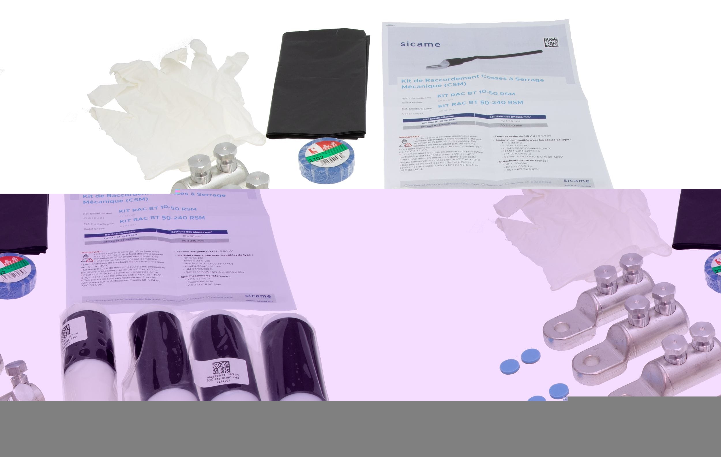 Sicame - Kit raccordement câbles BTS en émergence RSM 10 à 50 visserie et isolation à RF