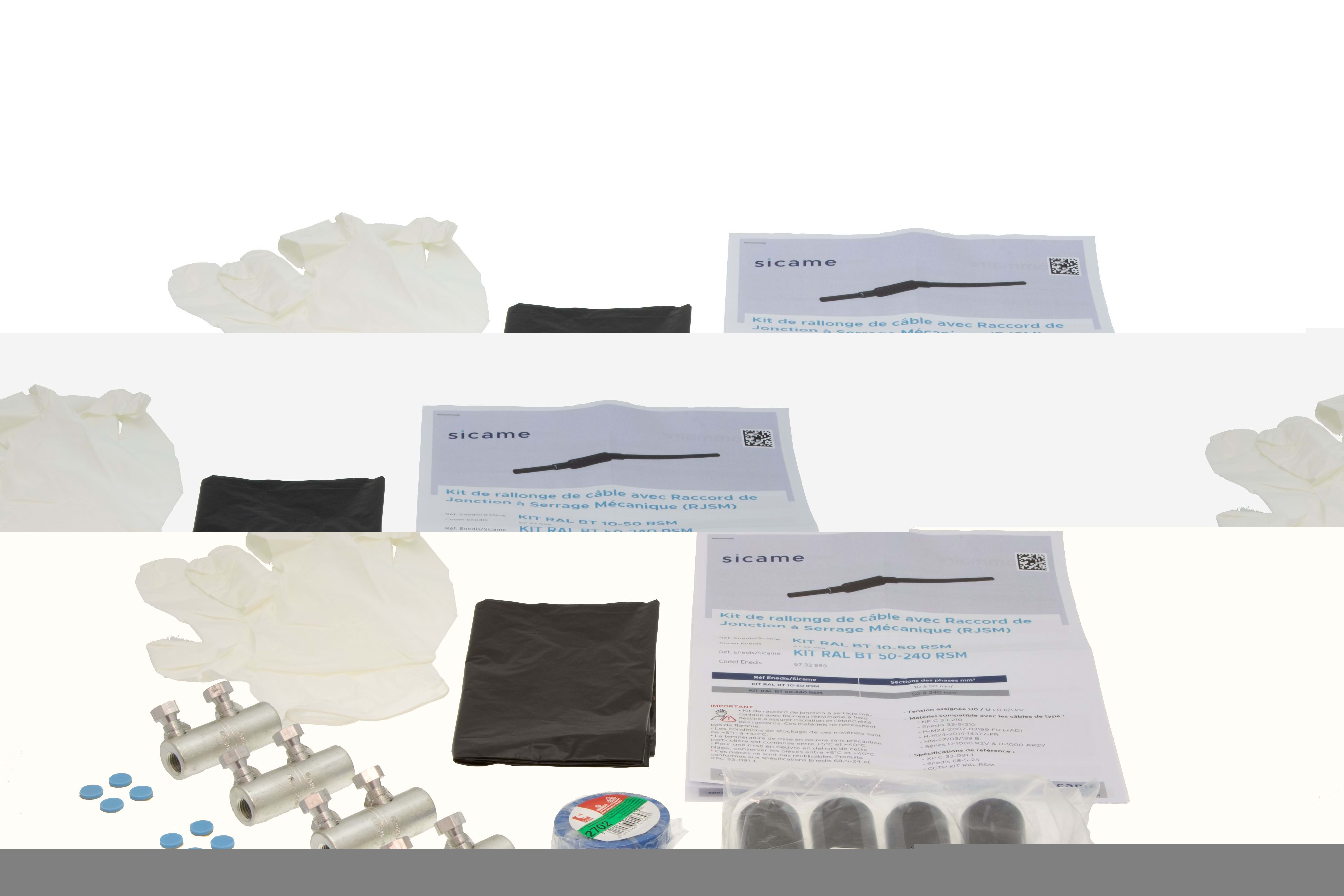 Sicame - Kit rallonge câbles BTS 50 à 240 raccord serrage mécanique + étanchéité à froid.
