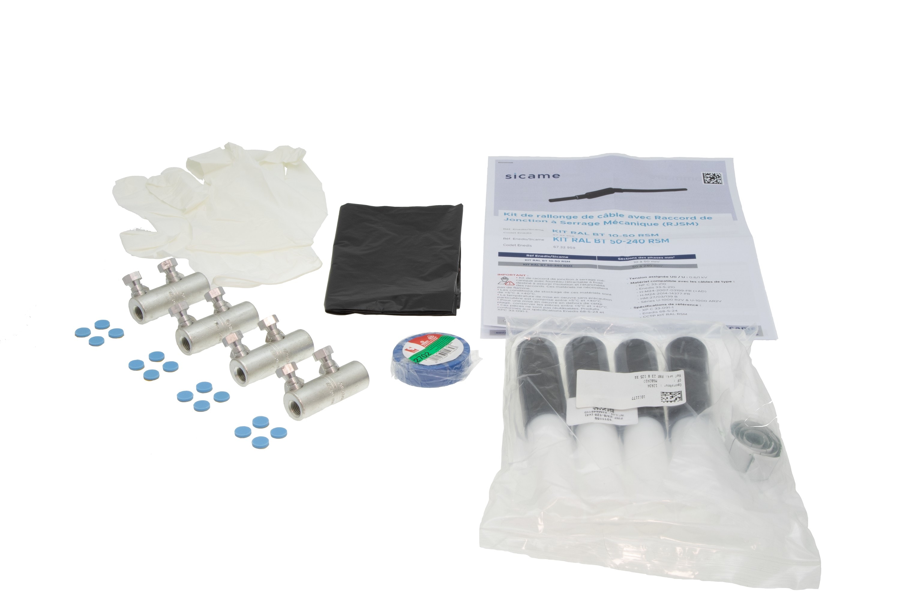 Sicame - Kit rallonge câbles BTS 10 à 50 raccord serrage mécanique + étanchéité à froid.